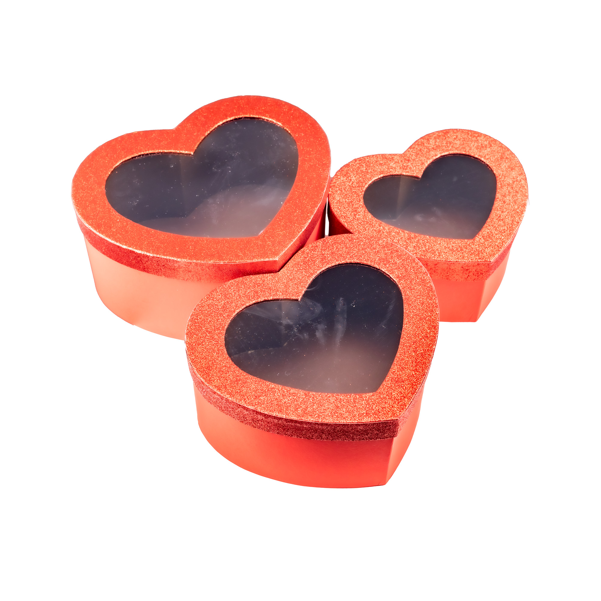 Flower box Heart with window 23X27X13 cm, 21X23X12 cm, 18X20*10 cm, 3 pcs